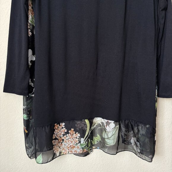M Made in Italy Silk Floral Sheer Longline Open Front Lightweight Cardigan - Picture 13 of 13